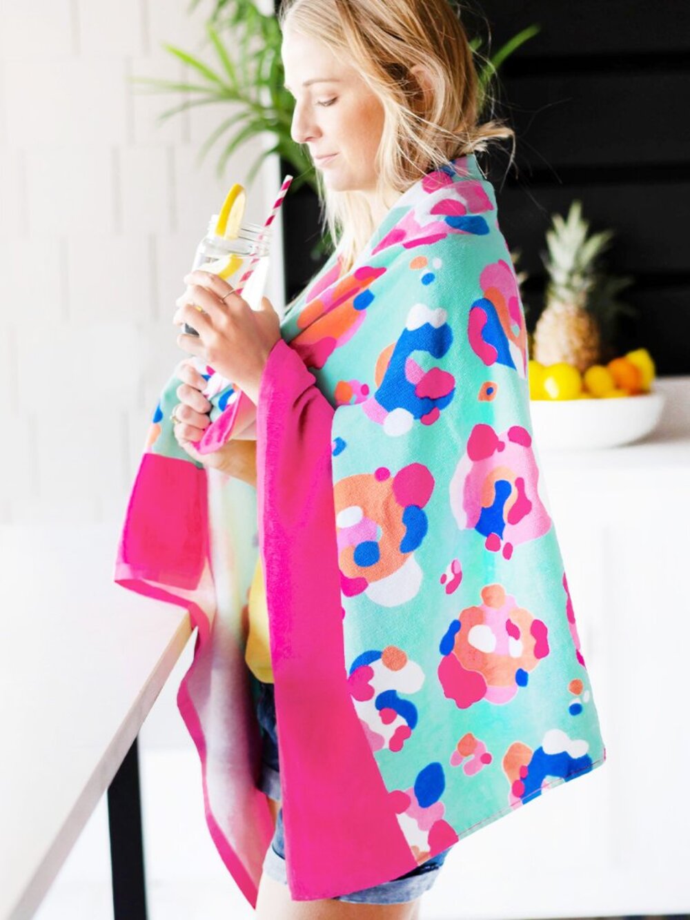 **NWT** Viv and Lou Safari Party Colorful Leopard Beach Towel